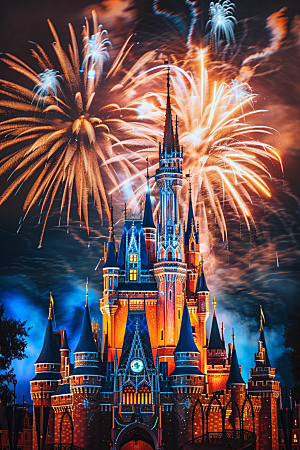 迪士尼乐园城堡童话美好摄影图