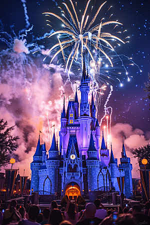 迪士尼乐园城堡童话游乐场摄影图