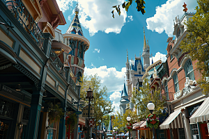 迪士尼乐园城堡主题乐园高清摄影图