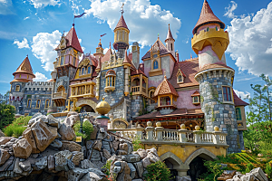 迪士尼乐园城堡风光美好摄影图