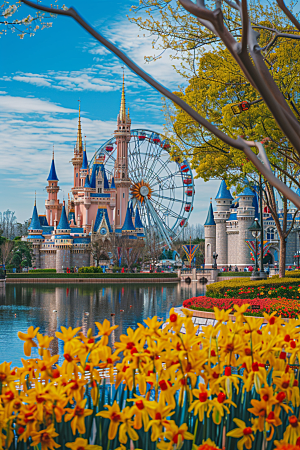迪士尼乐园城堡唯美高清摄影图