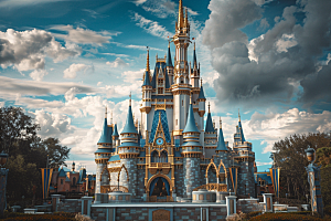 迪士尼乐园城堡主题乐园风光摄影图