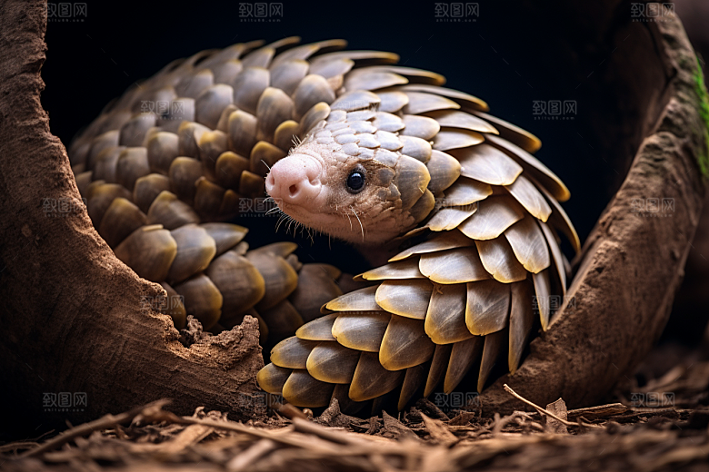 穿山甲自然森林摄影图
