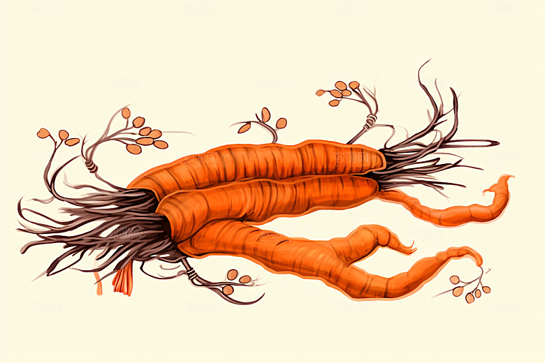 冬虫夏草健康手绘插画