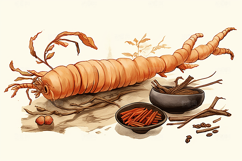 冬虫夏草保健医疗插画