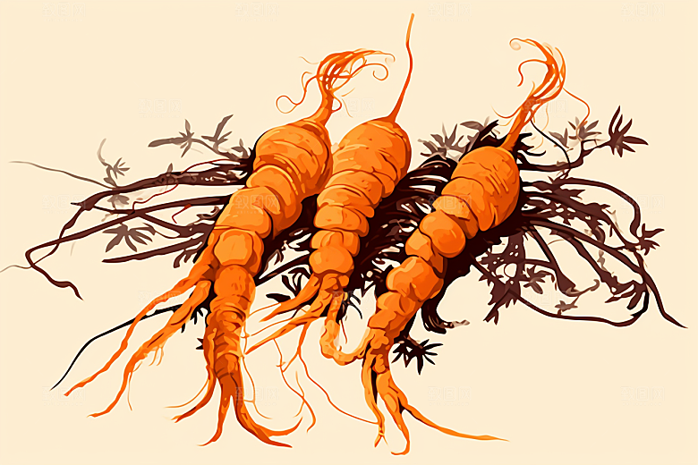 冬虫夏草养生药方插画