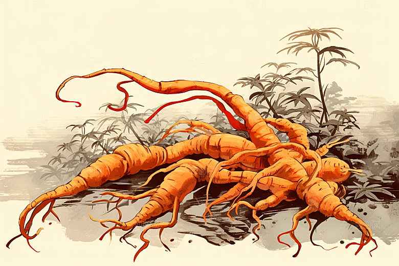 冬虫夏草中医医疗插画