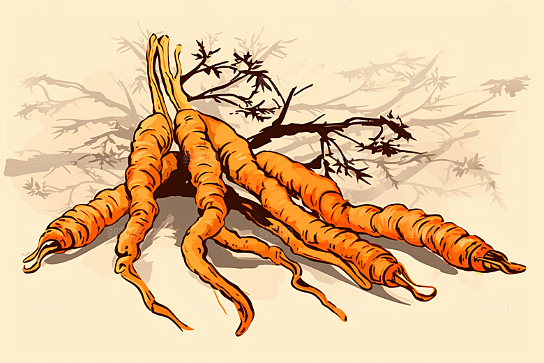 冬虫夏草植物健康插画