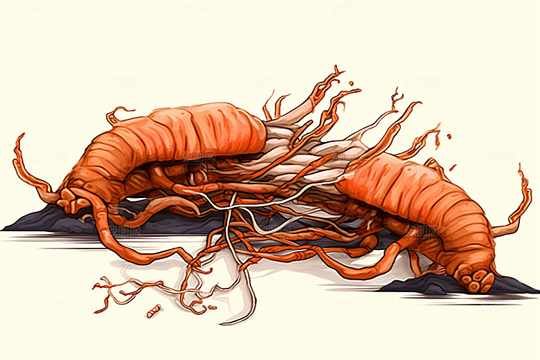 冬虫夏草健康药方插画
