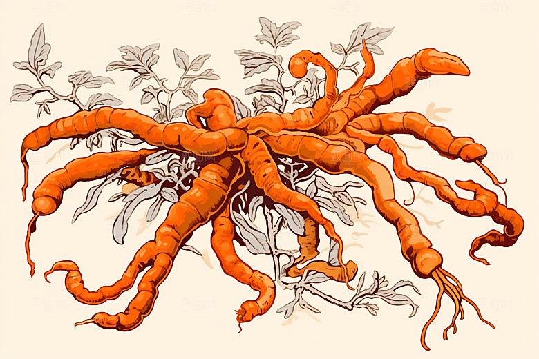 冬虫夏草中药材医疗插画