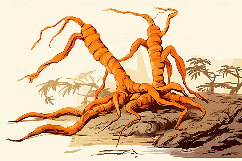 冬虫夏草医学植物插画