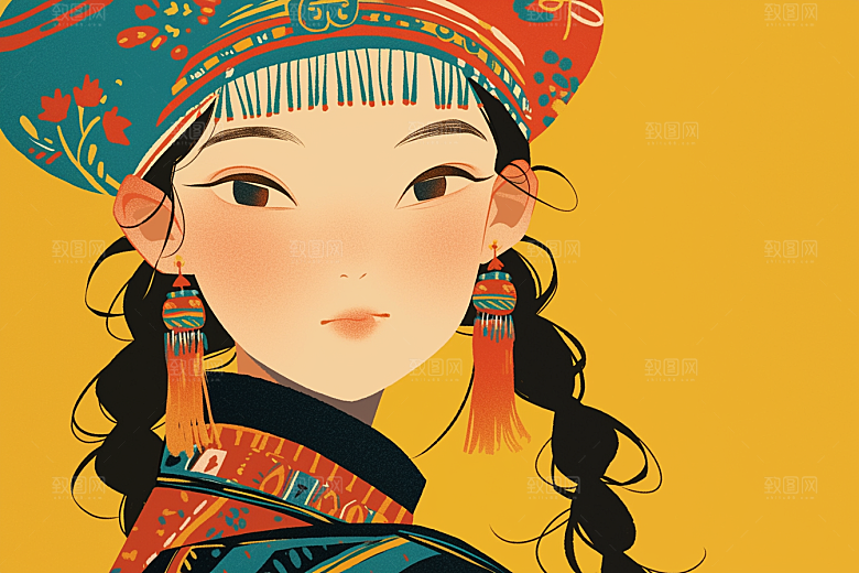 东方人物唯美少女插画