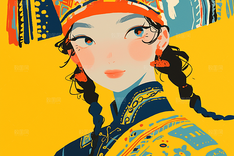 东方人物卡通唯美插画