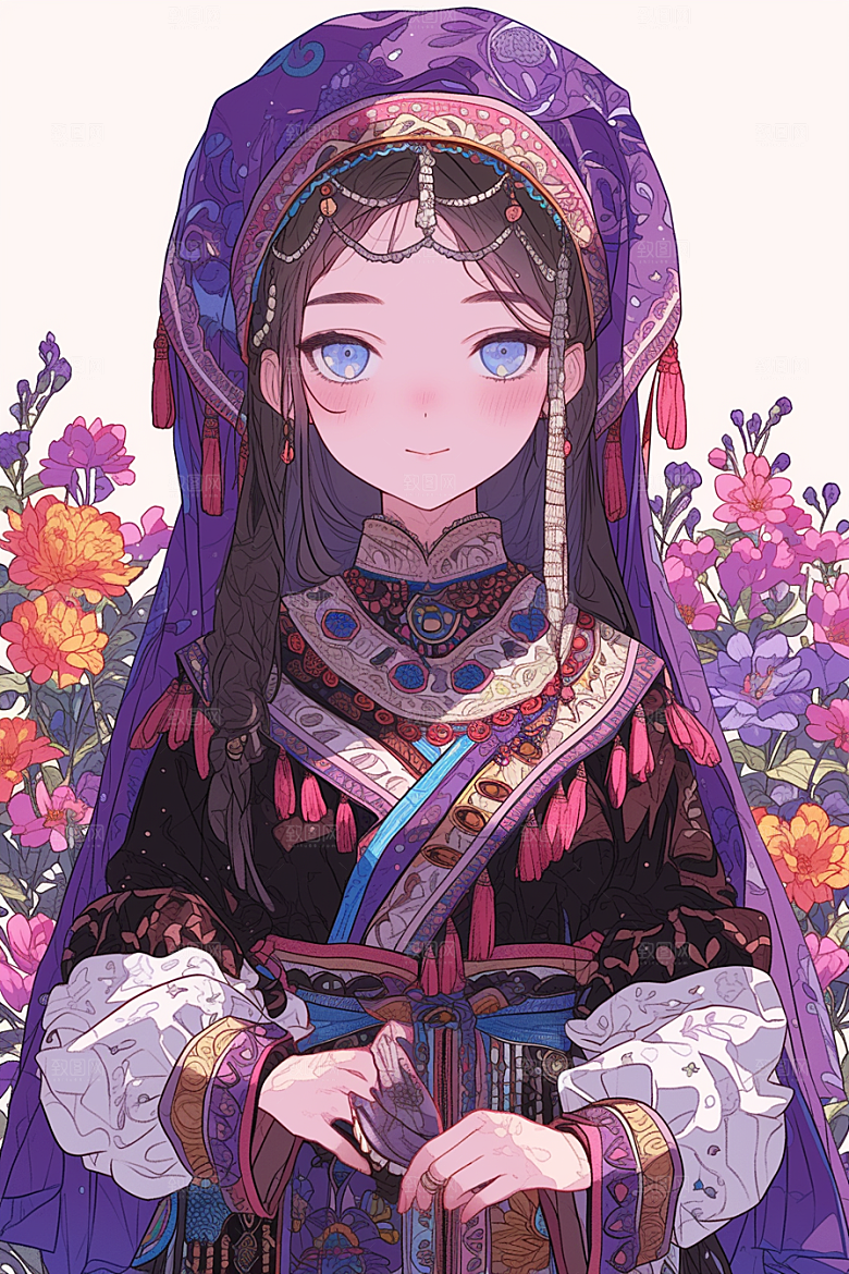 东方人物漫画唯美插画