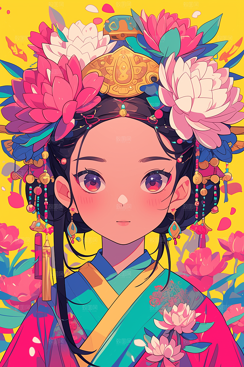 东方人物唯美少女插画