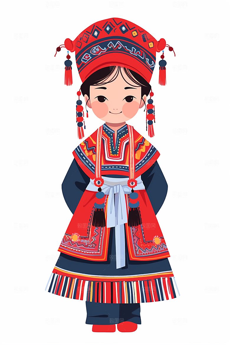 东方人物卡通风格化插画
