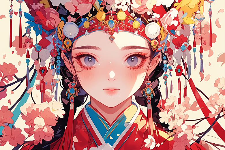 东方人物卡通唯美插画