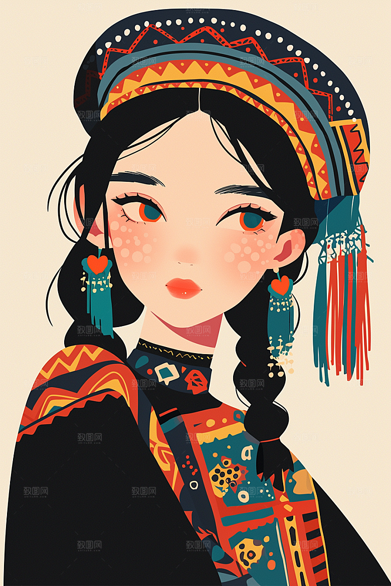 东方人物文化唯美插画