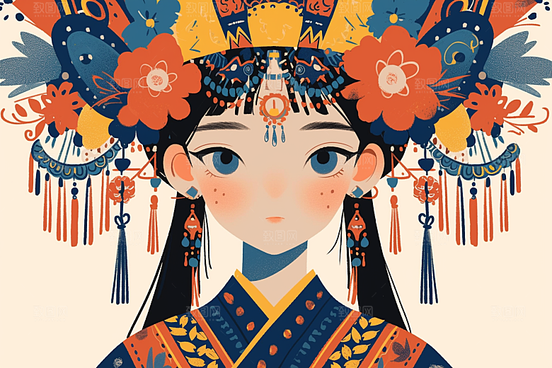 东方人物唯美少女插画