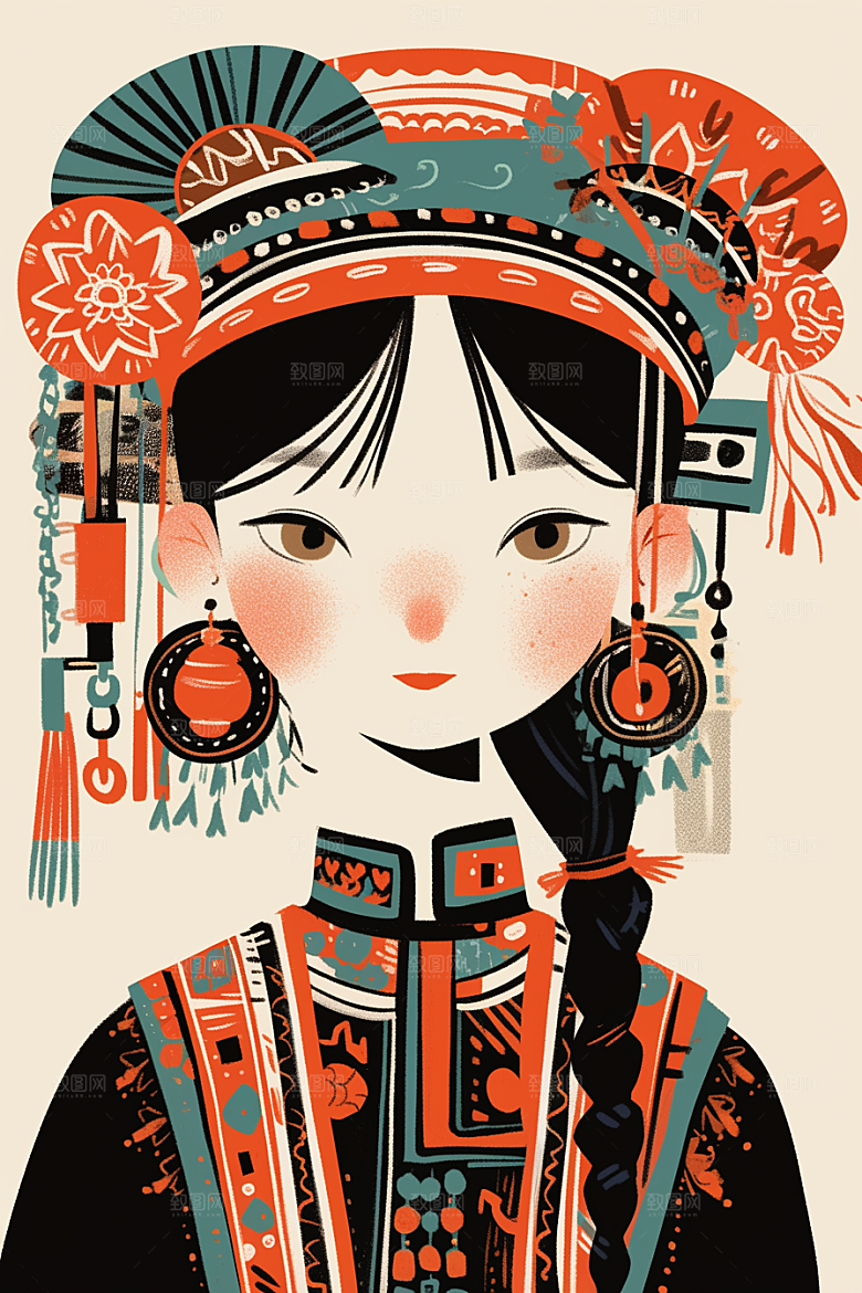 东方人物漫画文化插画
