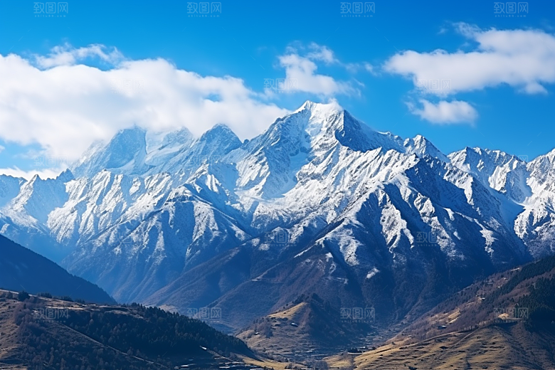 冬季雪山自然景点摄影图
