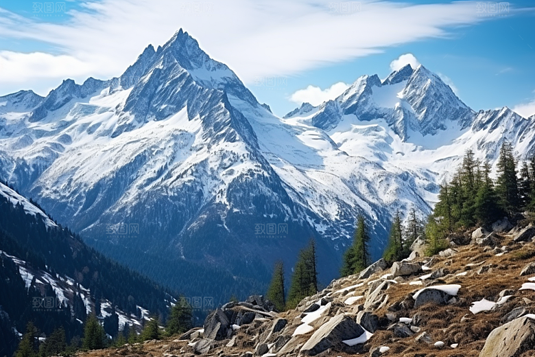 冬季雪山高山西藏摄影图