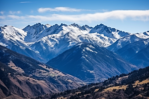 冬季雪山高海拔景点摄影图