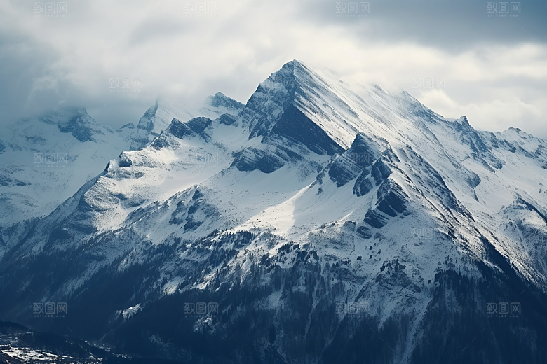 冬季雪山高海拔高山摄影图