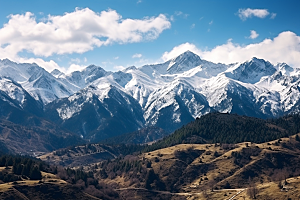 冬季雪山旅游高山摄影图