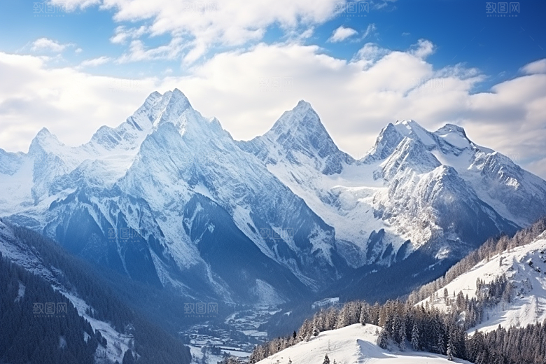 冬季雪山西藏旅游摄影图