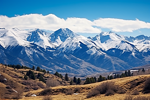 冬季雪山高山川西摄影图