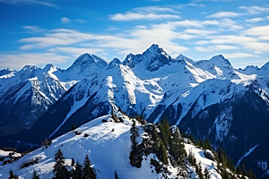 冬季雪山高海拔大雪摄影图