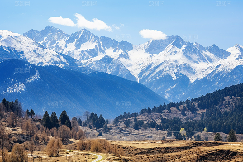 冬季雪山高海拔自然摄影图