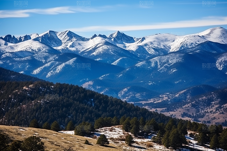 冬季雪山景点高海拔摄影图