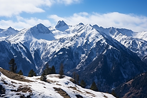 冬季雪山风光旅游摄影图