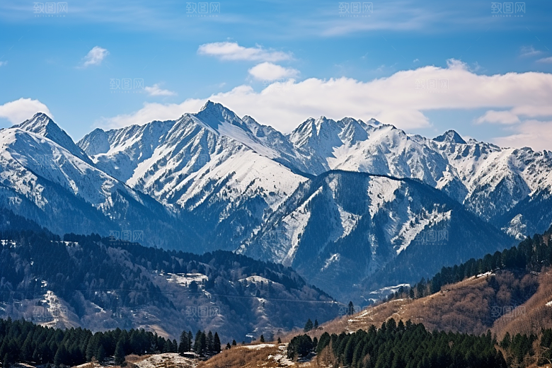 冬季雪山景点旅游摄影图