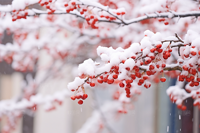 雪中腊梅冬季寒冷摄影图