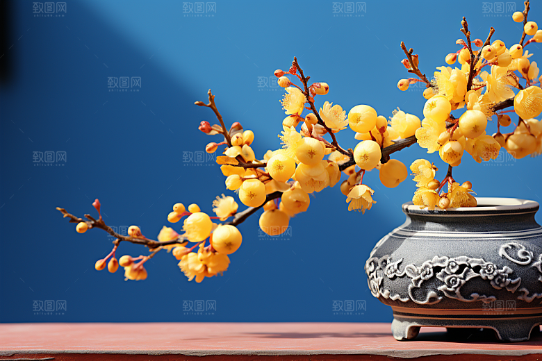 雪中腊梅芬芳冬天摄影图