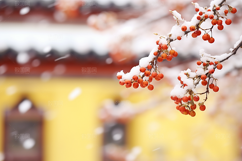 雪中腊梅梅花唯美摄影图