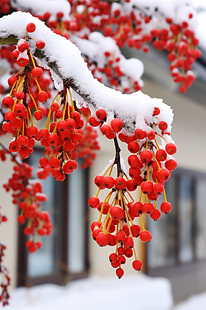 雪中腊梅唯美自然摄影图