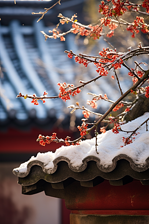 雪中腊梅冬季冬天摄影图