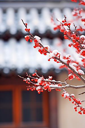 雪中腊梅高清冬天摄影图