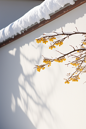 雪中腊梅冬季花卉摄影图