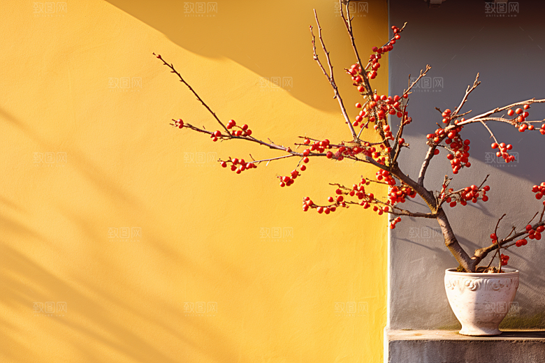 雪中腊梅环境花卉摄影图