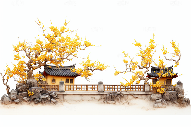 雪中腊梅梅花顶级摄影图