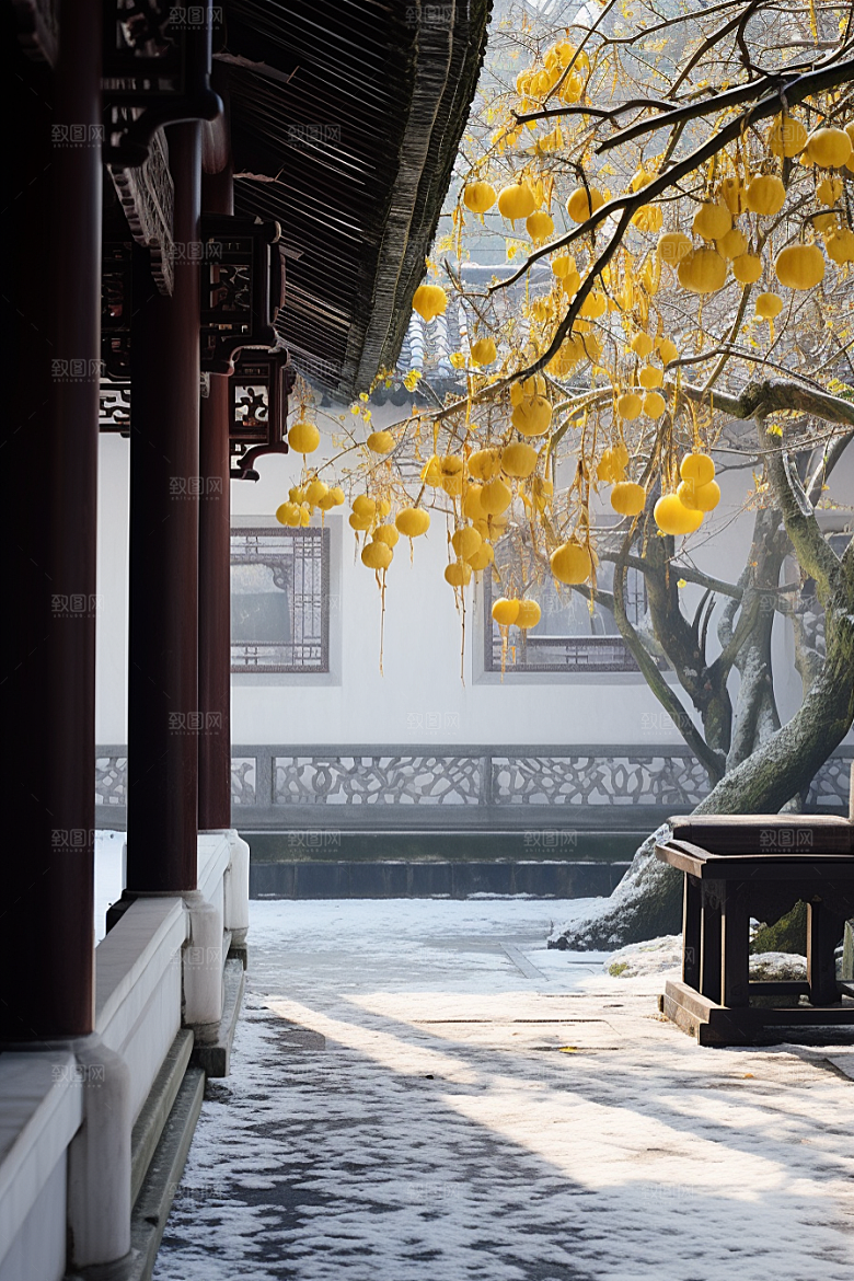 冬天腊梅花传统植物摄影图