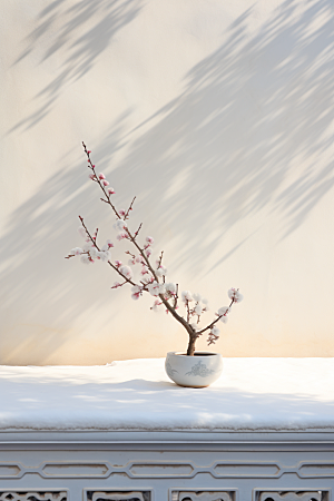 冬天腊梅花花卉传统摄影图