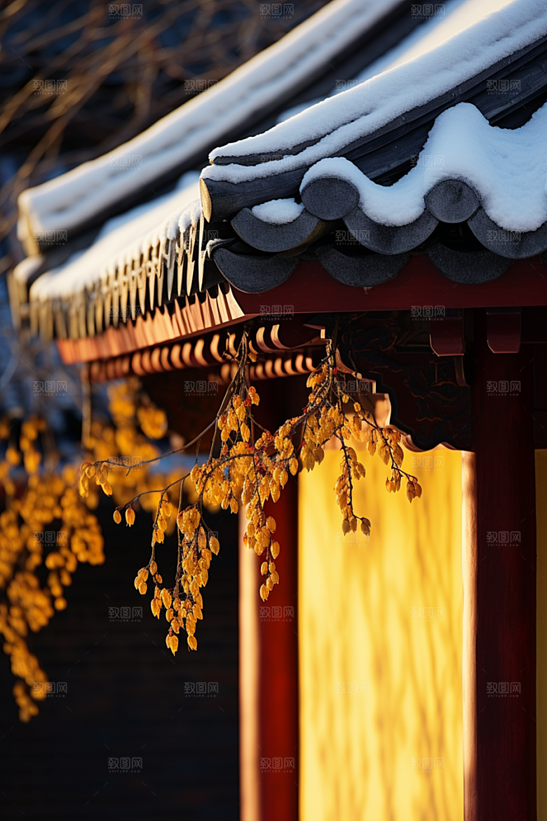 冬天腊梅花植物传统摄影图