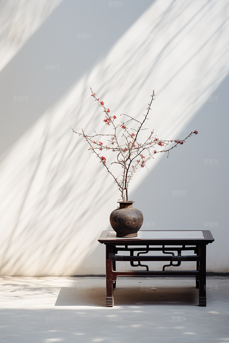 冬天腊梅花新中式园林摄影图
