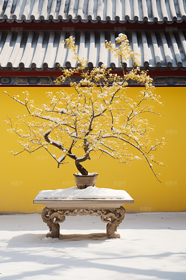冬天腊梅花花卉高清摄影图